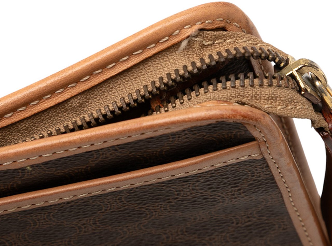 Celine Macadam Coated Canvas Clutch Bruin