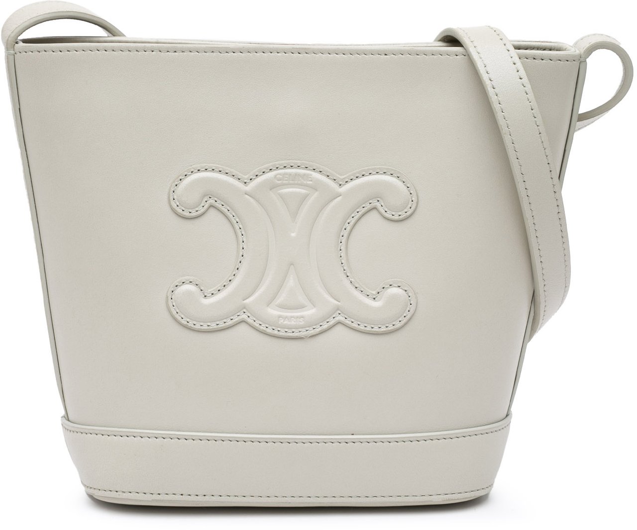 Celine Small Smooth Calfskin Cuir Triomphe Bucket Bag Grijs