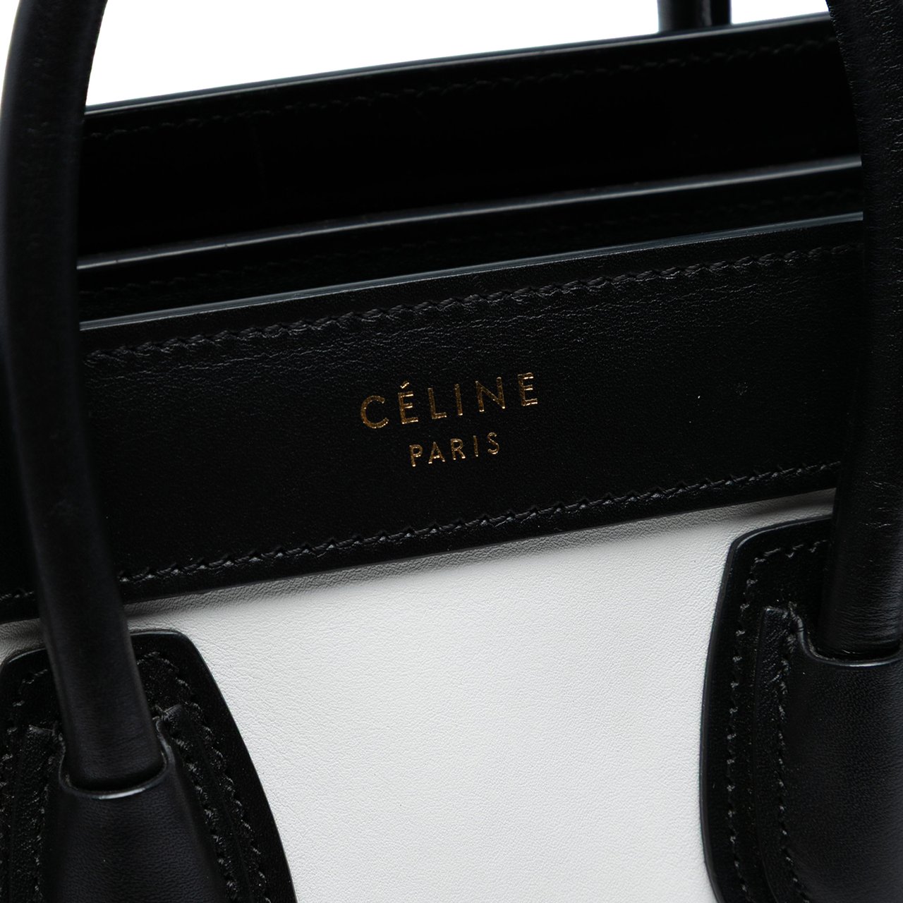 Celine Nano Tricolor Leather Luggage Tote Wit