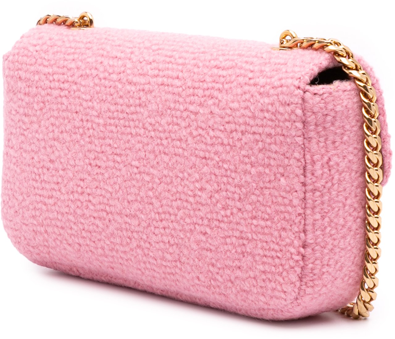 Celine Tweed Claude Chain Shoulder Bag Roze