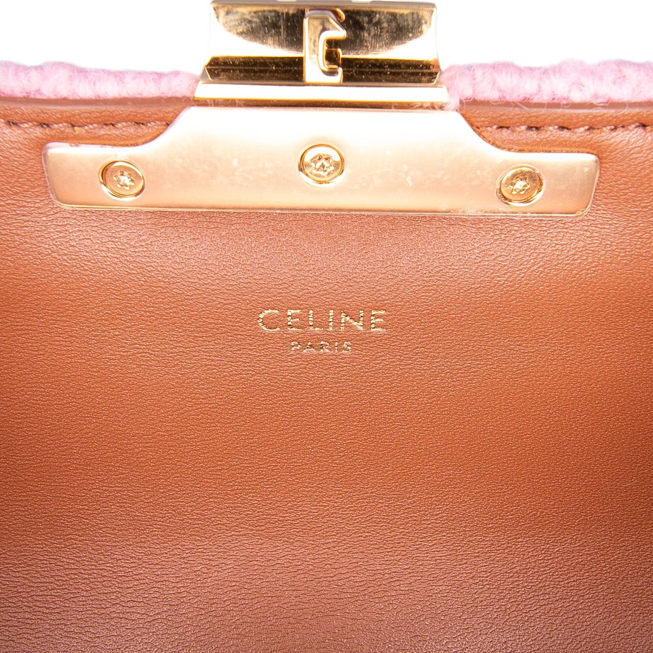 Celine Tweed Claude Chain Shoulder Bag Roze