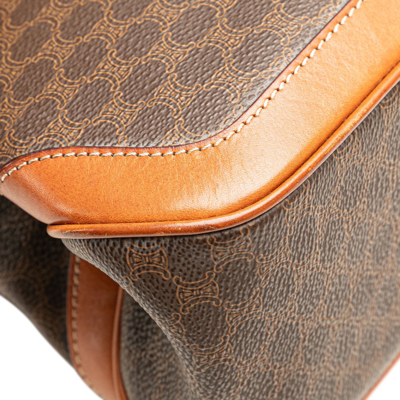 Celine Macadam Coated Canvas Handbag Bruin