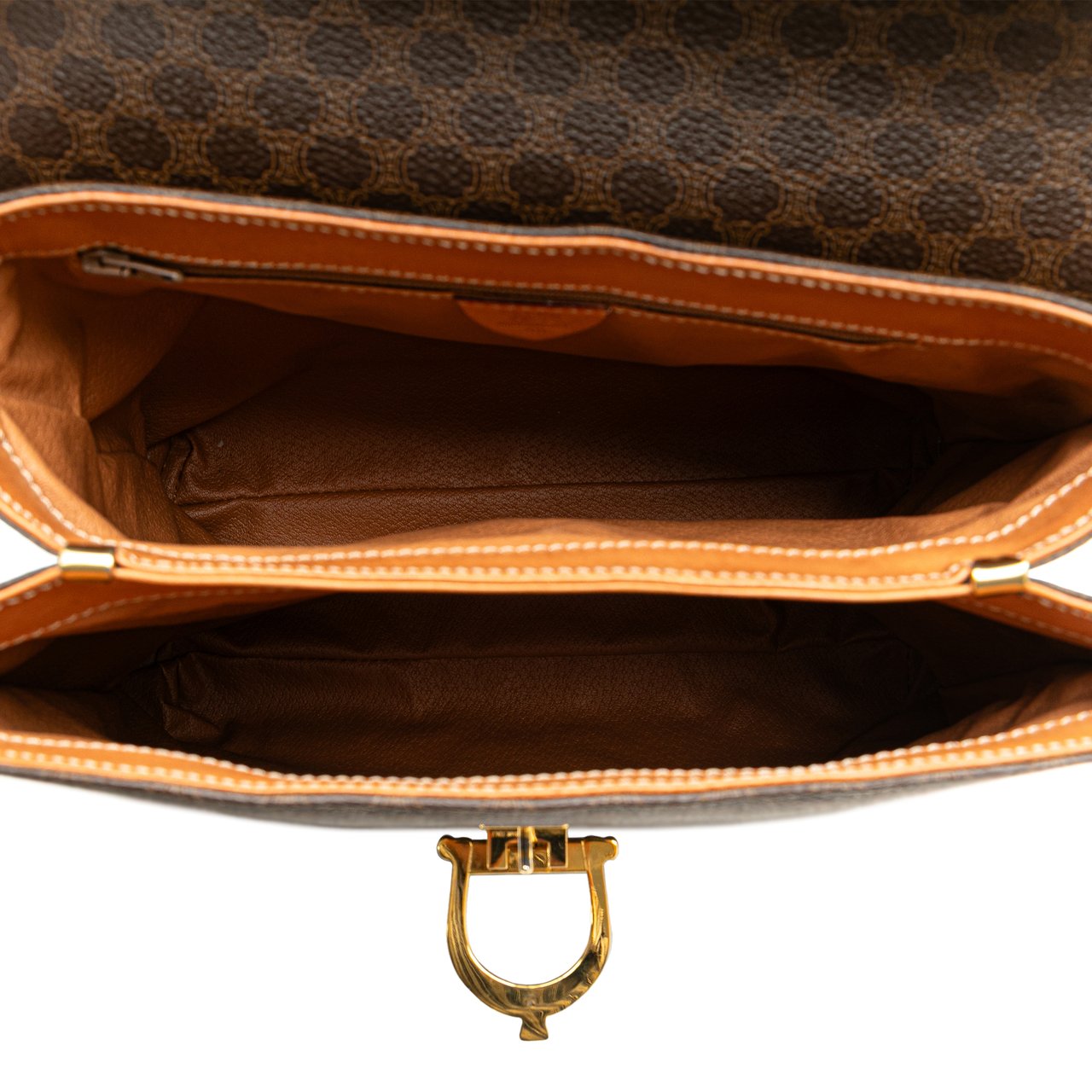 Celine Macadam Coated Canvas Handbag Bruin