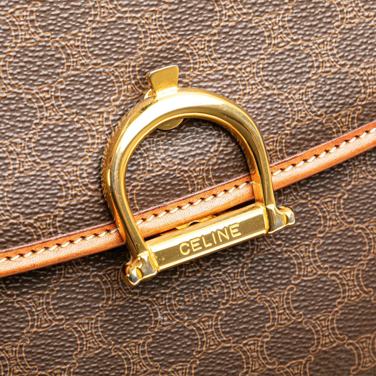 Celine Macadam Coated Canvas Handbag Bruin