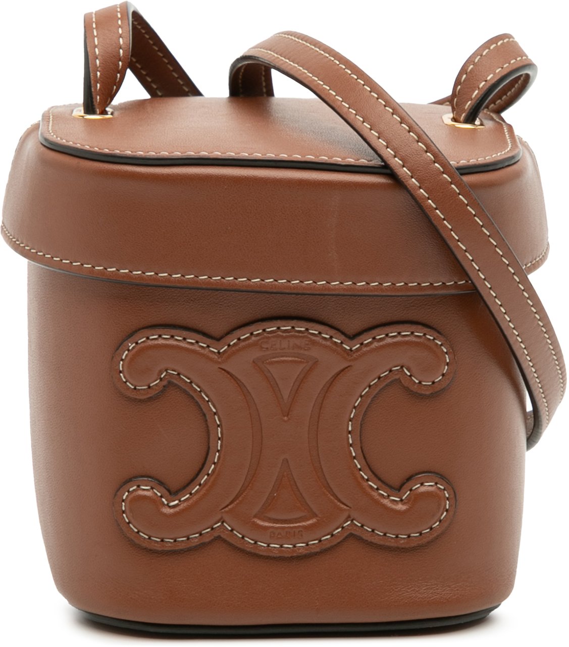 Celine Small Calfskin Cuir Triomphe Box Bag Bruin