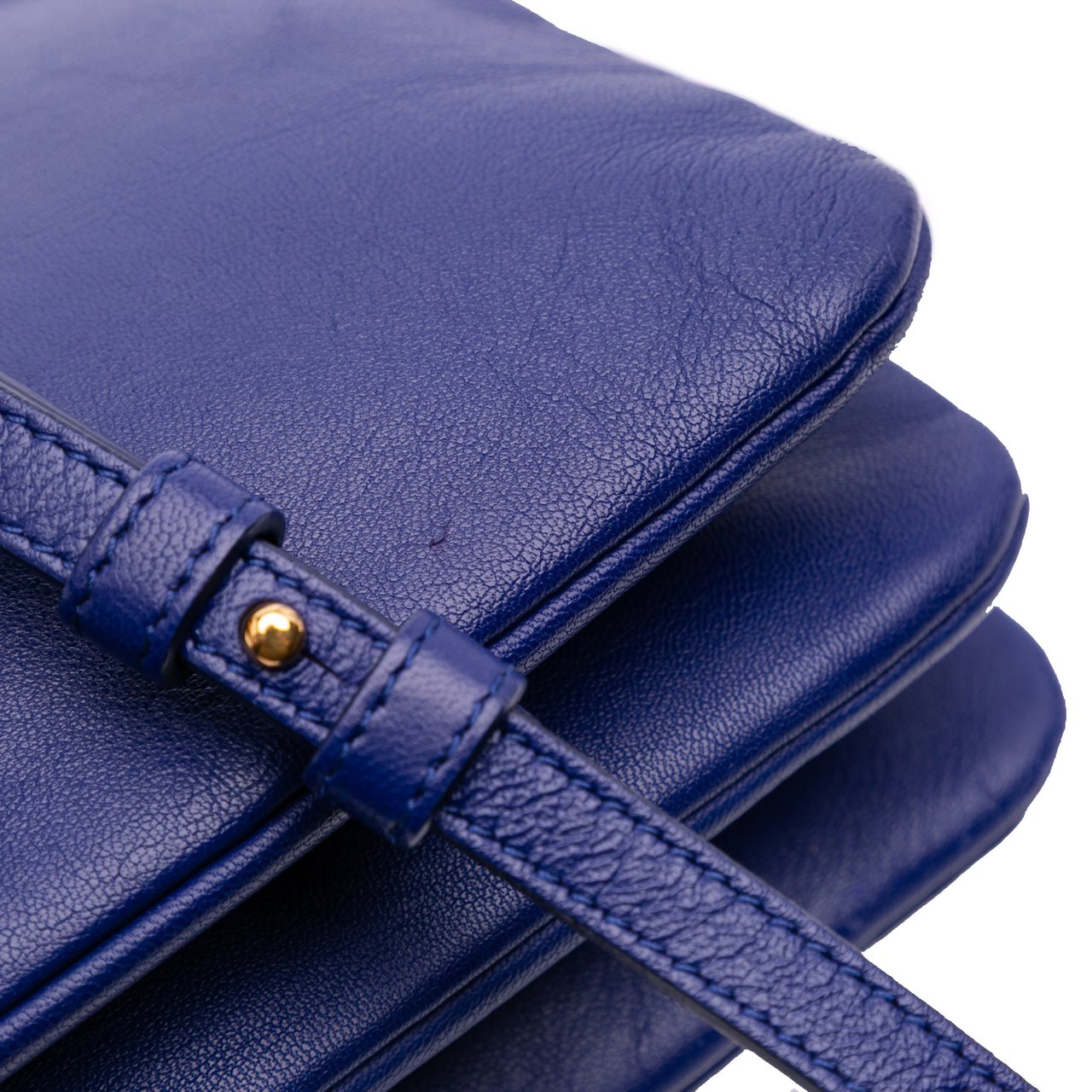 Celine Small Lambskin Trio Crossbody Blauw