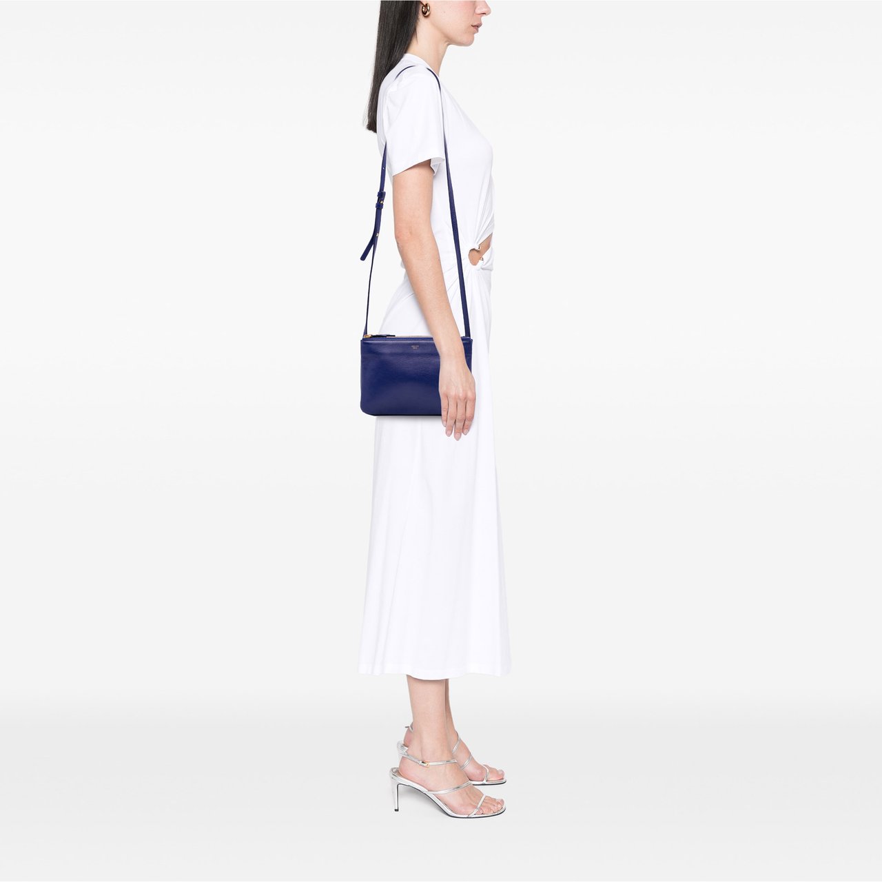 Celine Small Lambskin Trio Crossbody Blauw