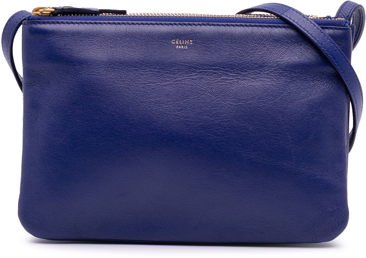 Celine Small Lambskin Trio Crossbody Blauw