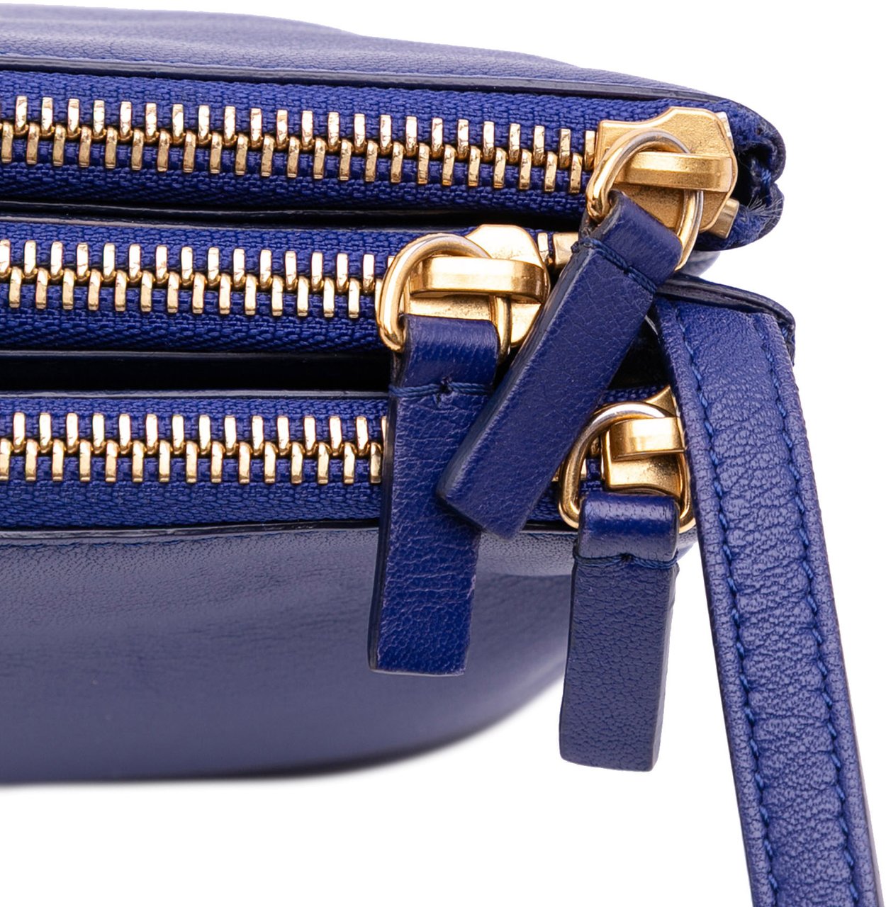 Celine Small Lambskin Trio Crossbody Blauw