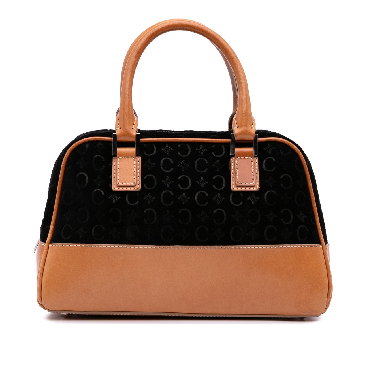 Celine C Macadam Suede Handbag Zwart