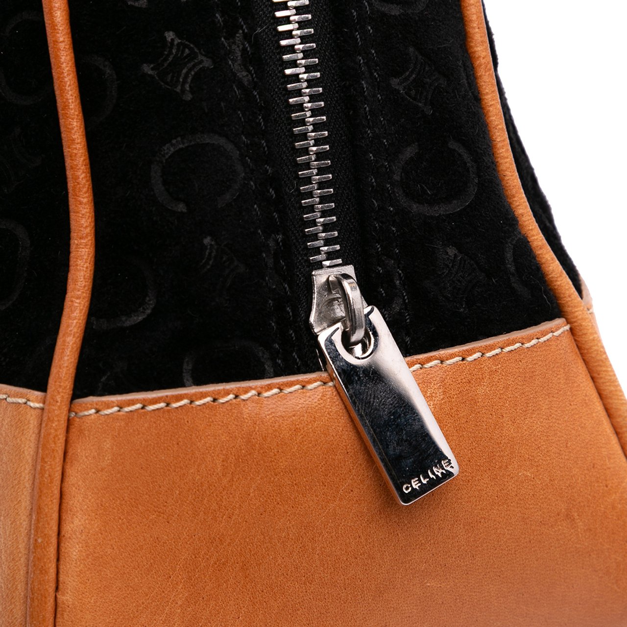 Celine C Macadam Suede Handbag Zwart