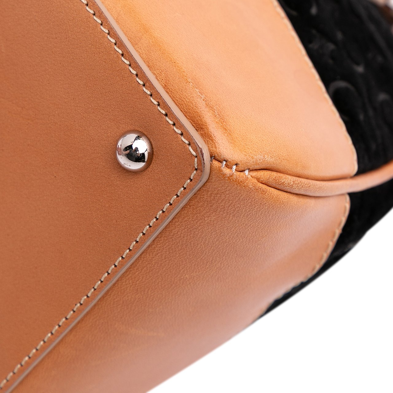 Celine C Macadam Suede Handbag Zwart