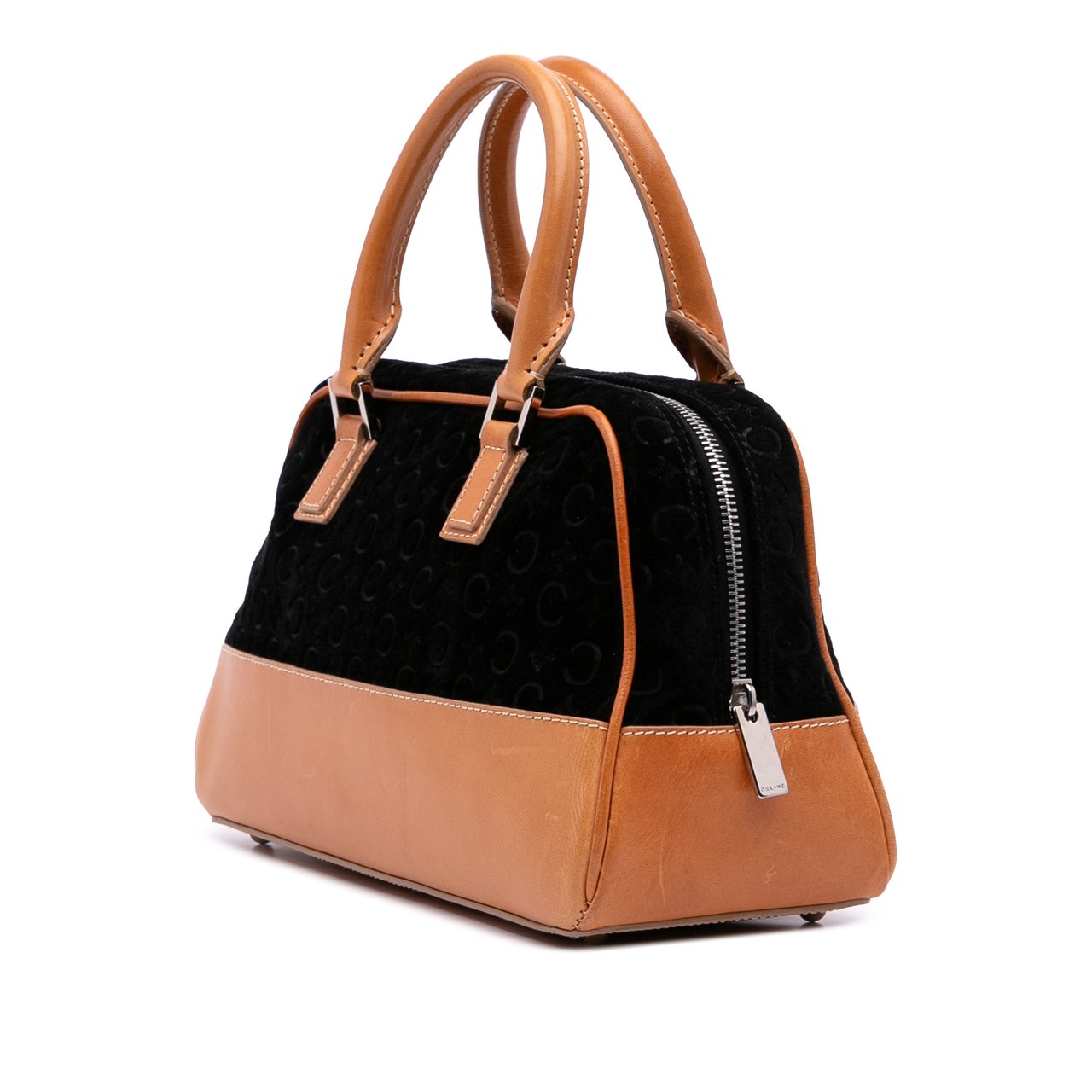 Celine C Macadam Suede Handbag Zwart