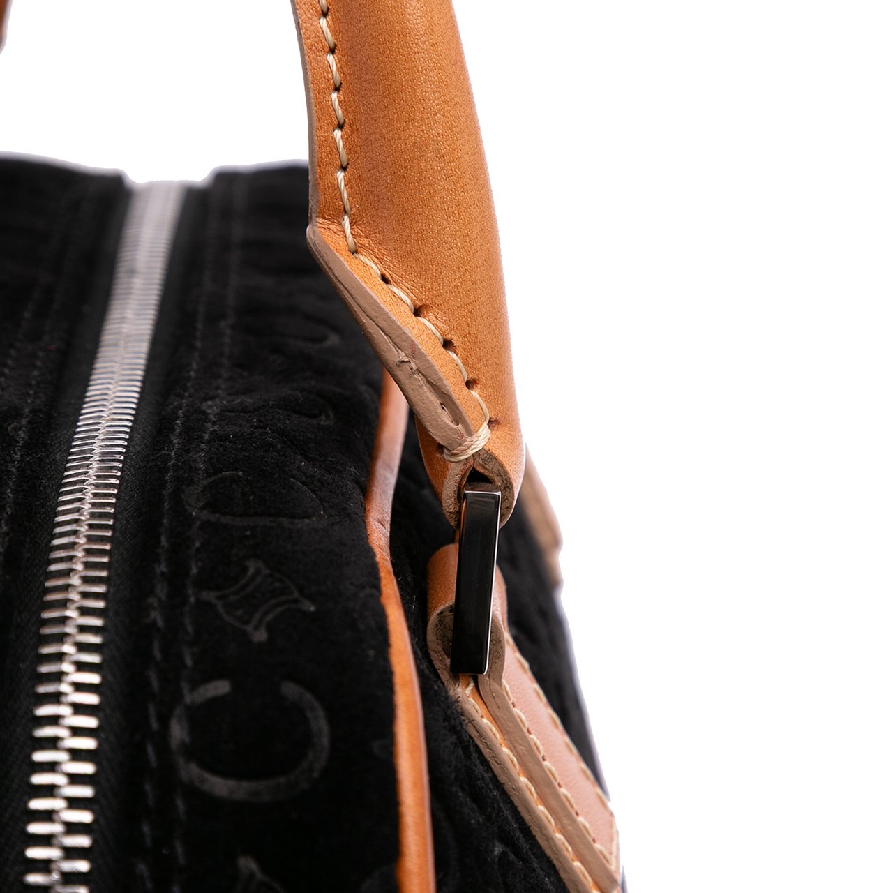 Celine C Macadam Suede Handbag Zwart