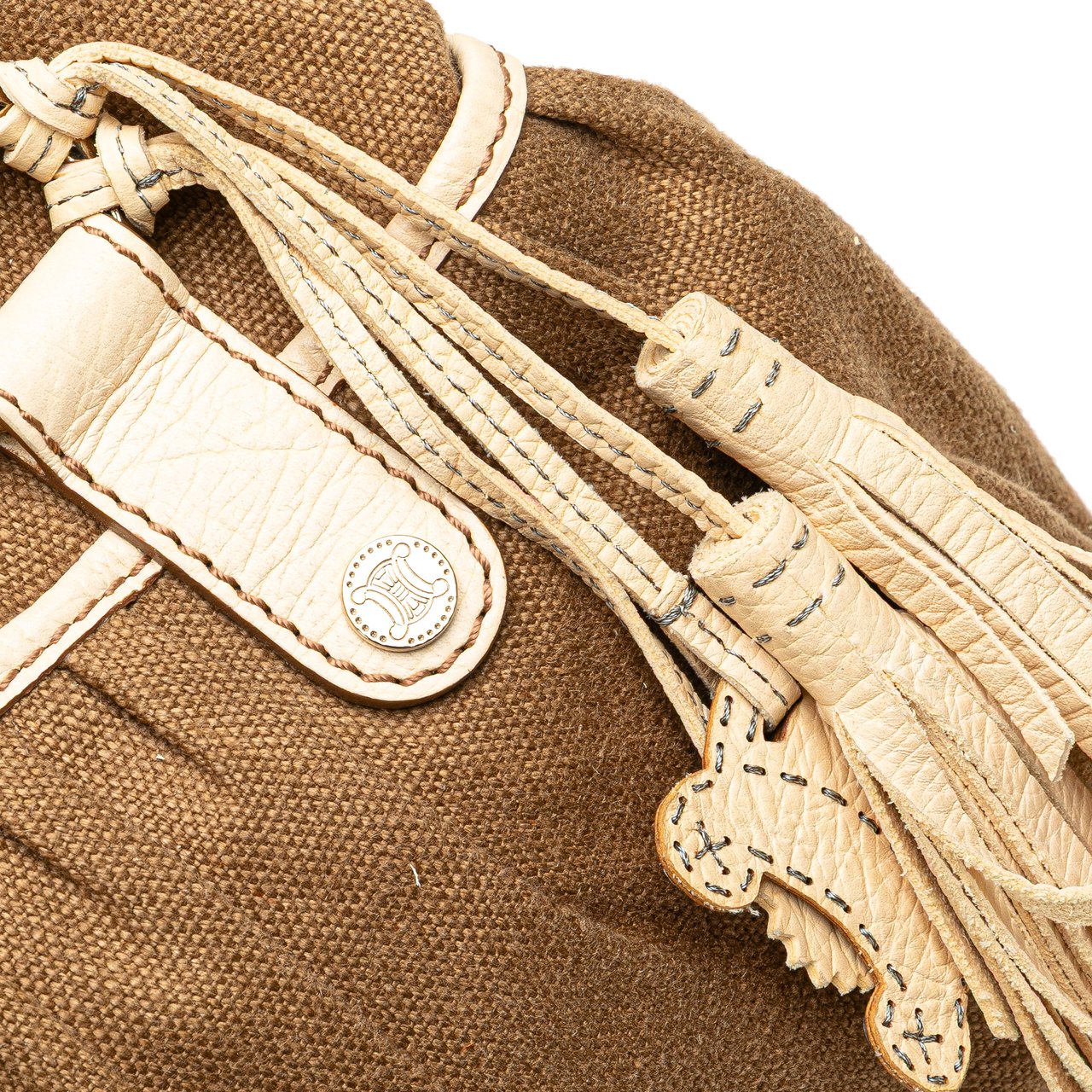 Celine Canvas Boogie Tassel Tote Bruin