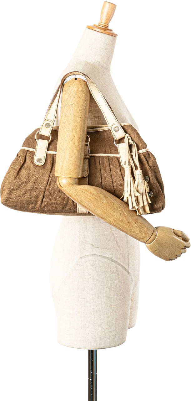 Celine Canvas Boogie Tassel Tote Bruin