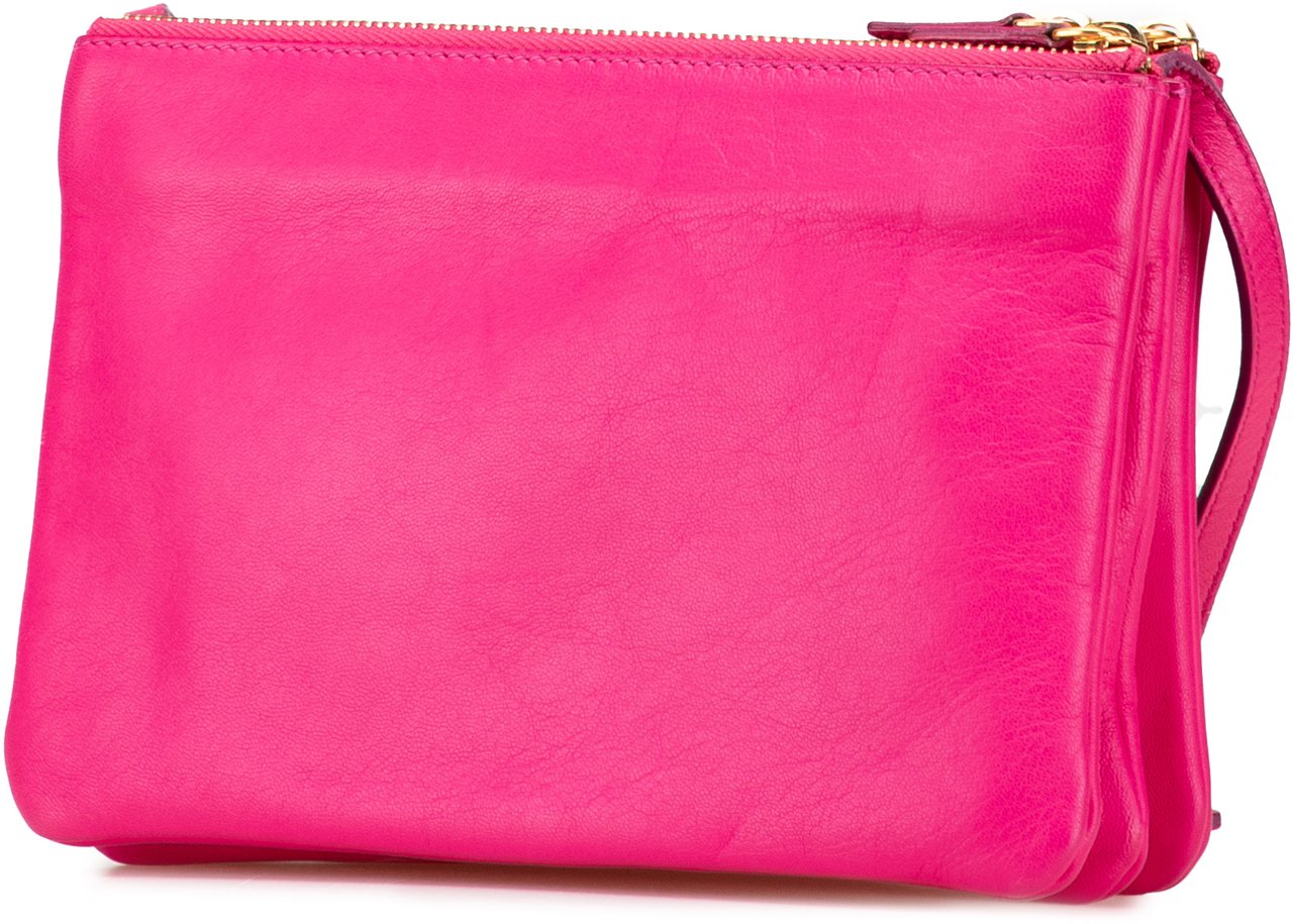 Celine Small Lambskin Trio Crossbody Roze