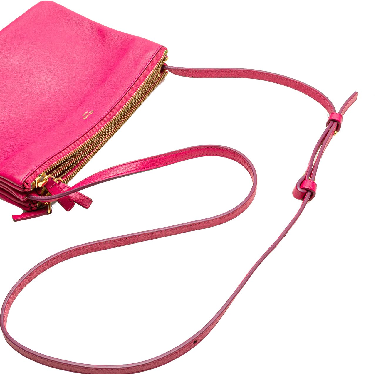 Celine Small Lambskin Trio Crossbody Roze