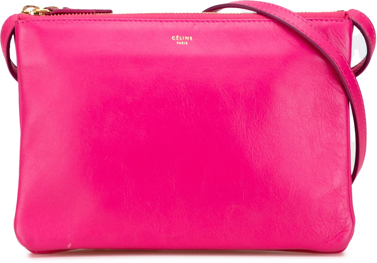 Celine Small Lambskin Trio Crossbody Roze