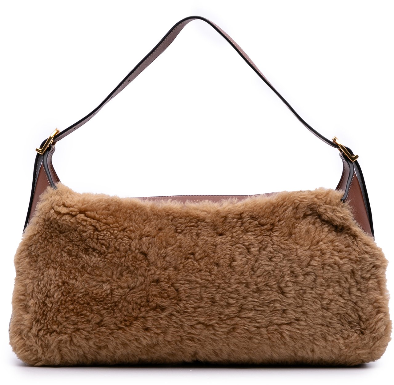Celine Shearling and Leather Romy Shoulder Bag Bruin