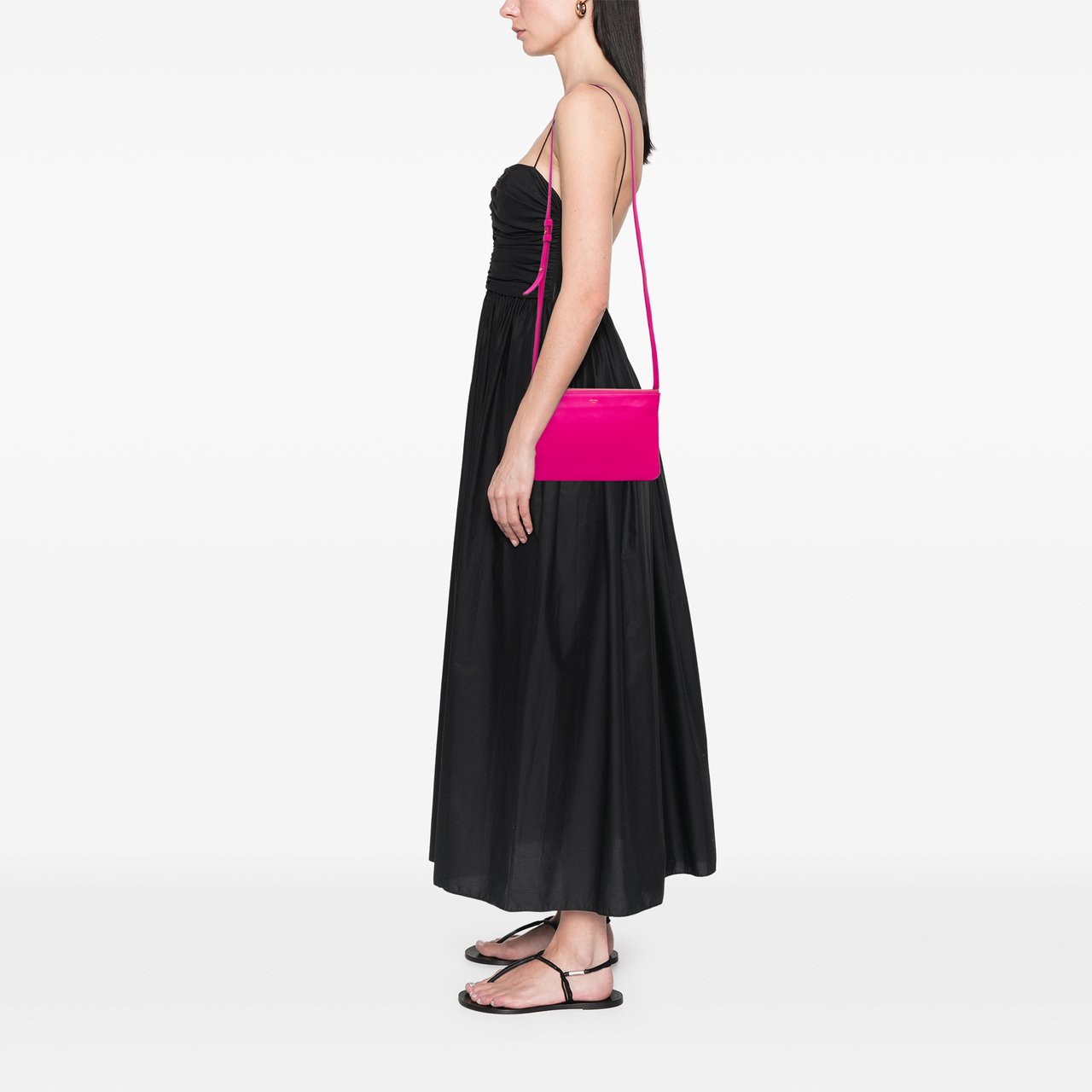 Celine Small Lambskin Trio Crossbody Roze