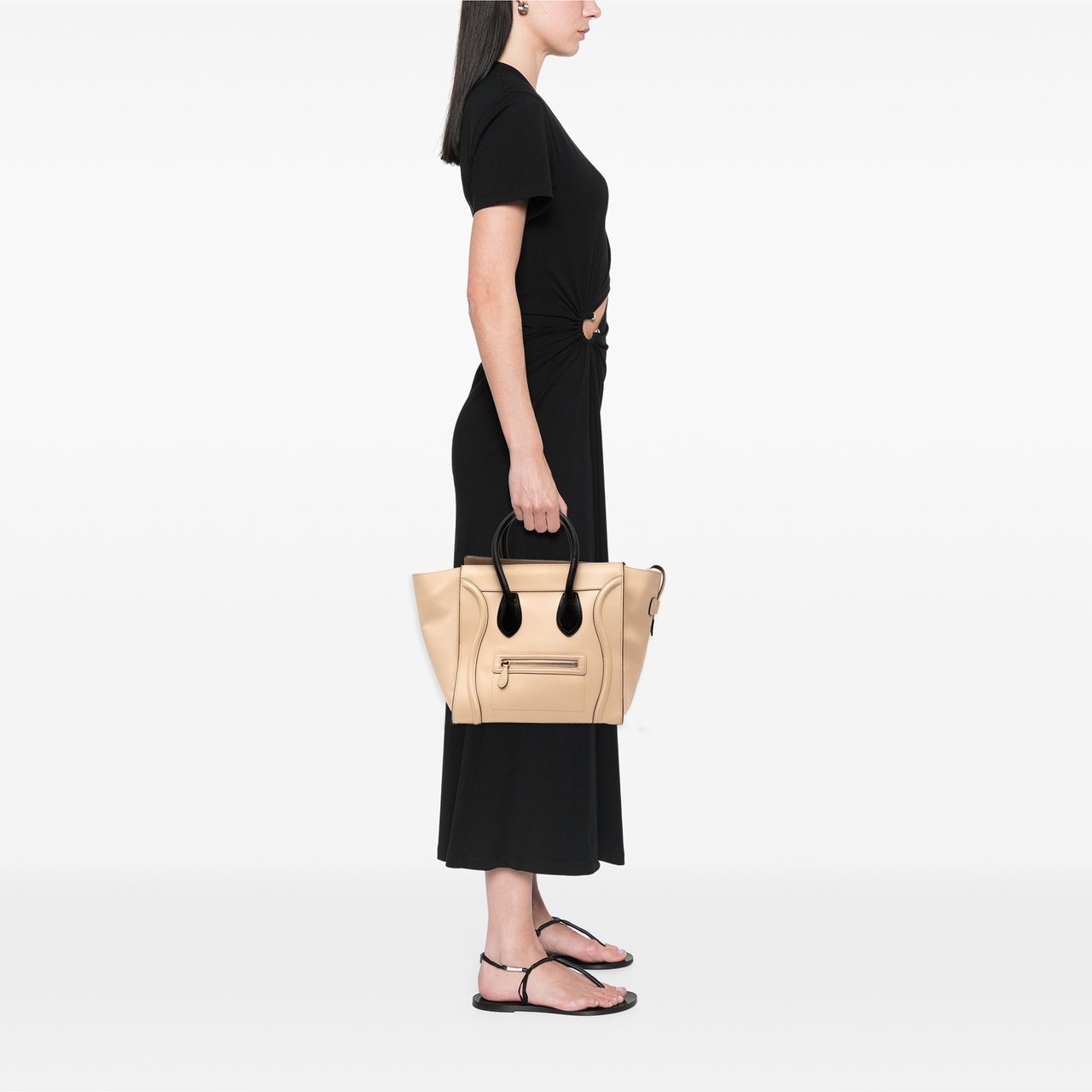 Celine Mini Bicolor Luggage Tote Bruin