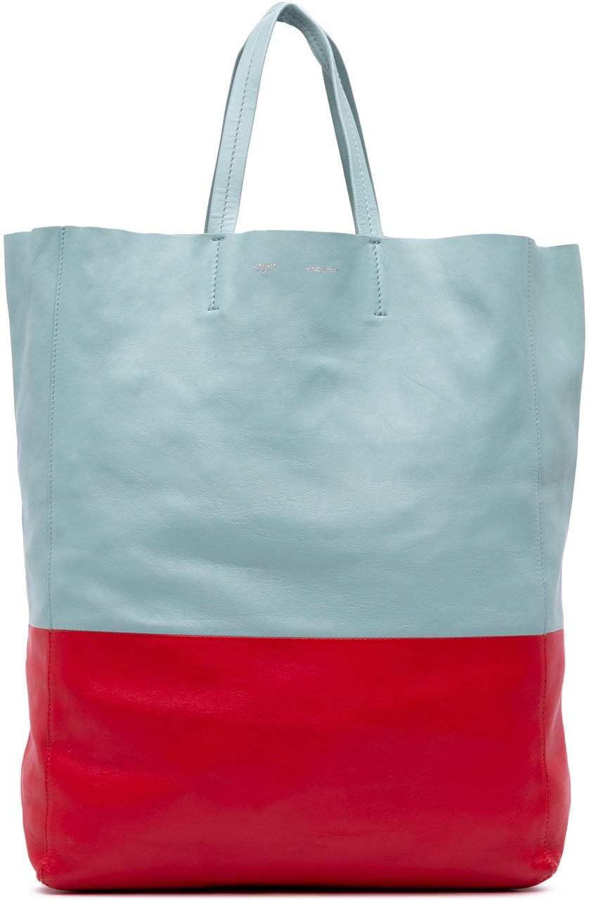 Celine Bicolor Leather Vertical Cabas Tote Blauw