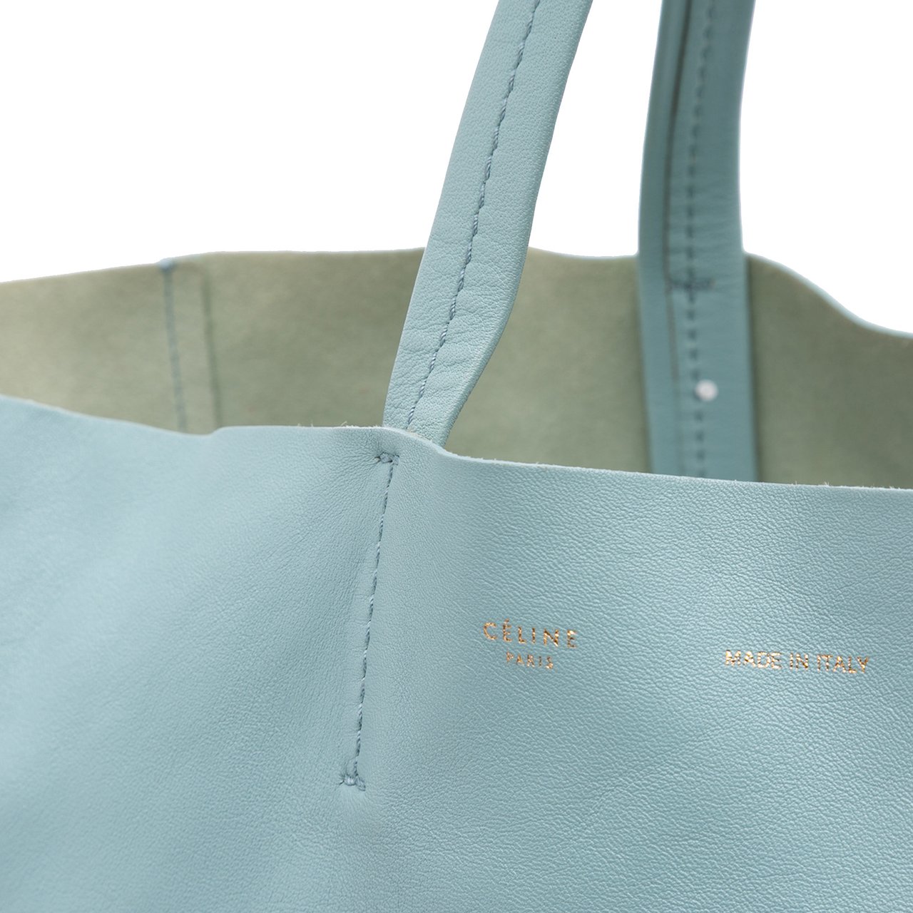 Celine Bicolor Leather Vertical Cabas Tote Blauw