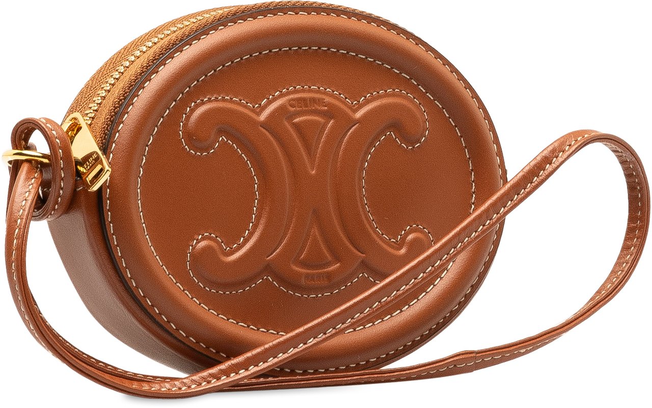 Celine Calfskin Cuir Triomphe Oval Clutch Bruin
