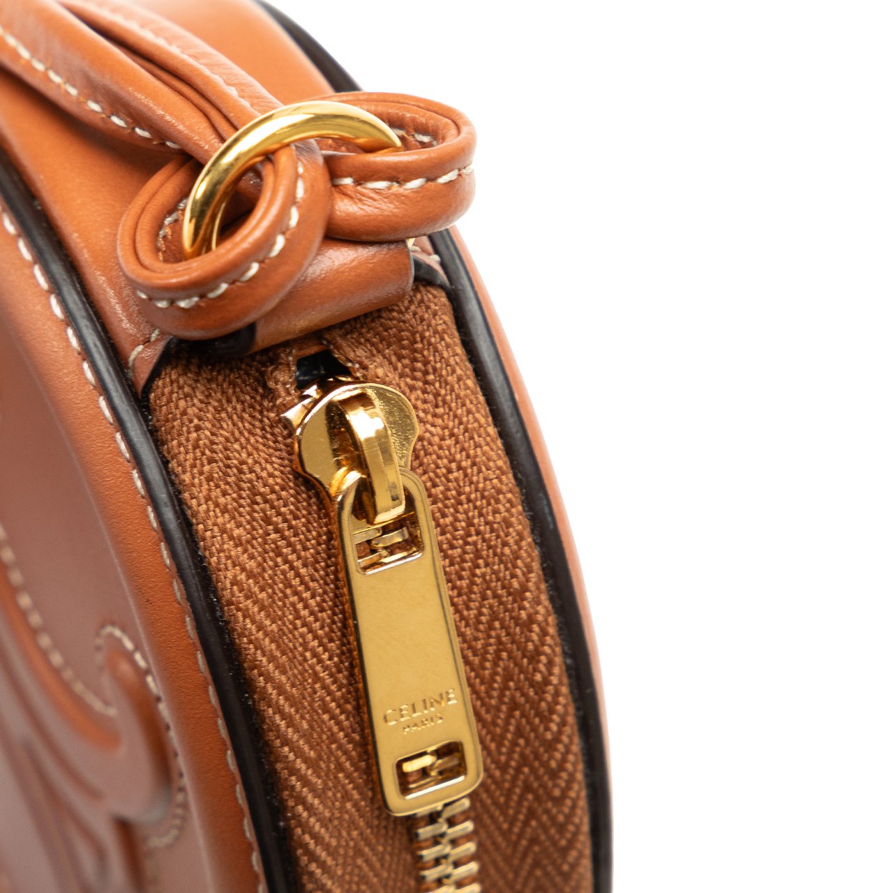Celine Calfskin Cuir Triomphe Oval Clutch Bruin
