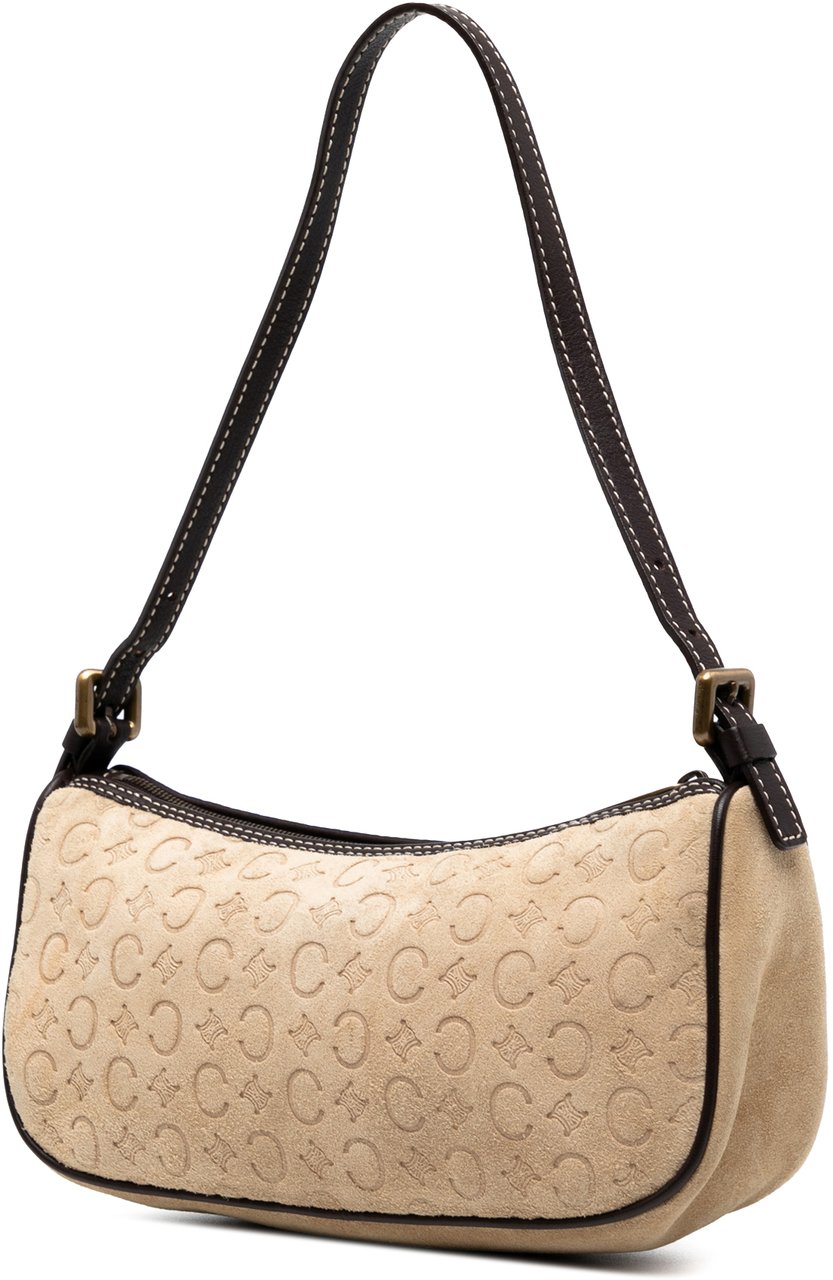 Celine C Macadam Suede Shoulder Bag Bruin