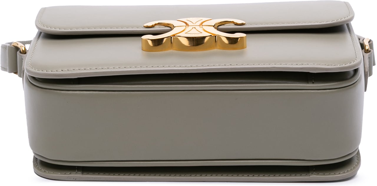 Celine Teen Shiny Calfskin Triomphe Crossbody Grijs