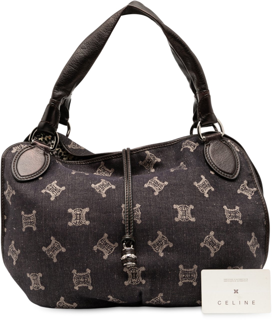 Celine Macadam Denim Bittersweet Hobo Bag Bruin