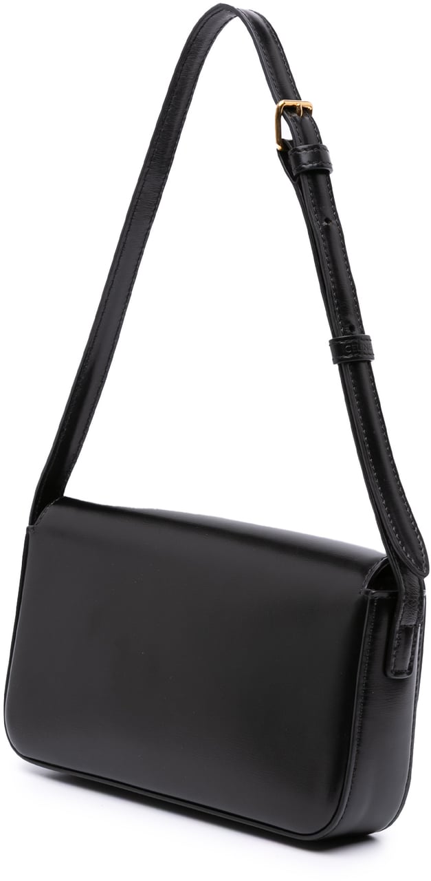 Celine Shiny Calfskin Claude Shoulder Bag Zwart