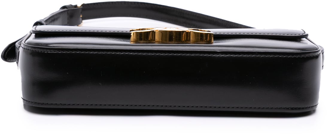 Celine Shiny Calfskin Claude Shoulder Bag Zwart