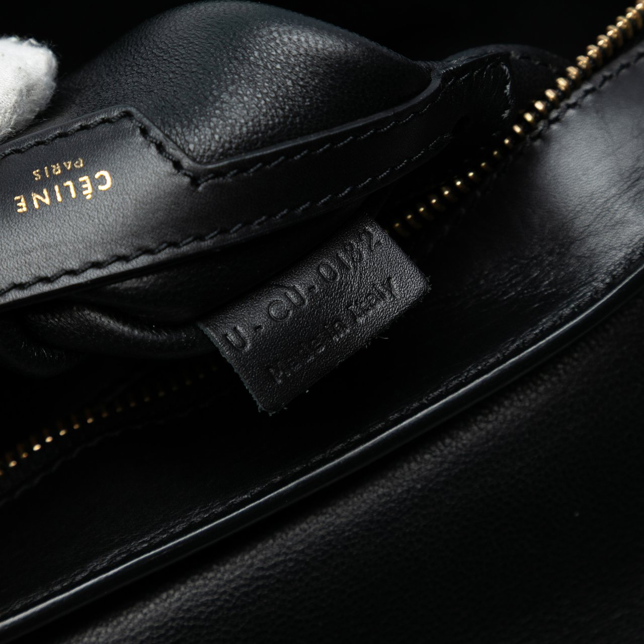 Celine Medium Tricolor Calfskin and Suede Trapeze Satchel Zwart