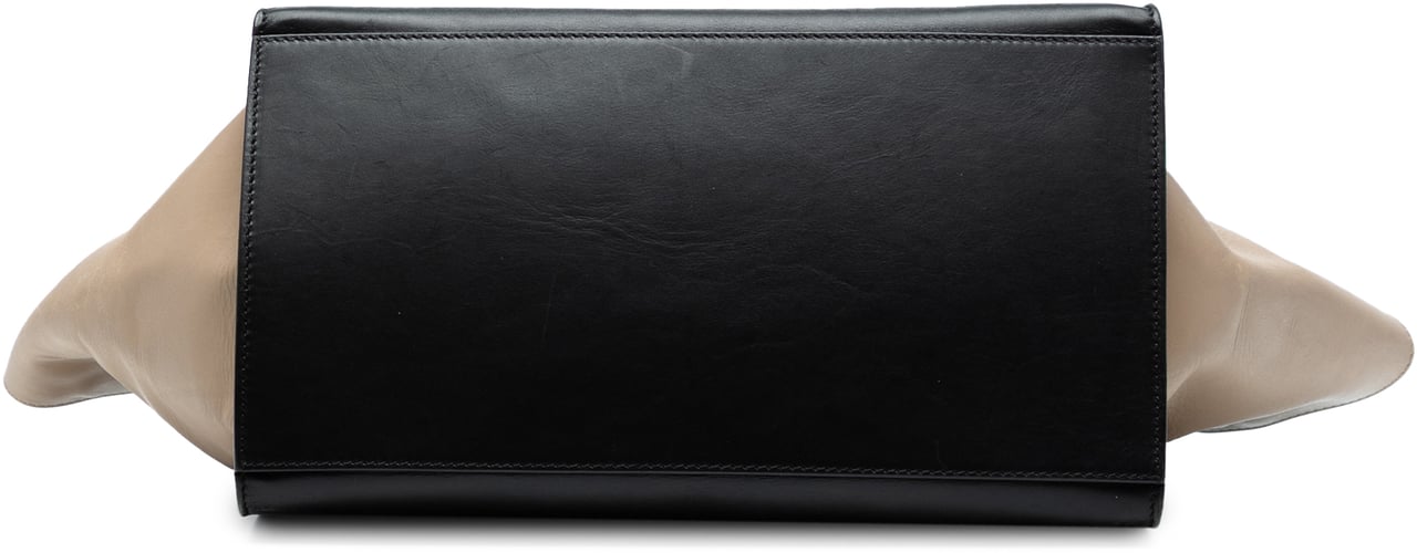 Celine Medium Tricolor Calfskin and Suede Trapeze Satchel Zwart