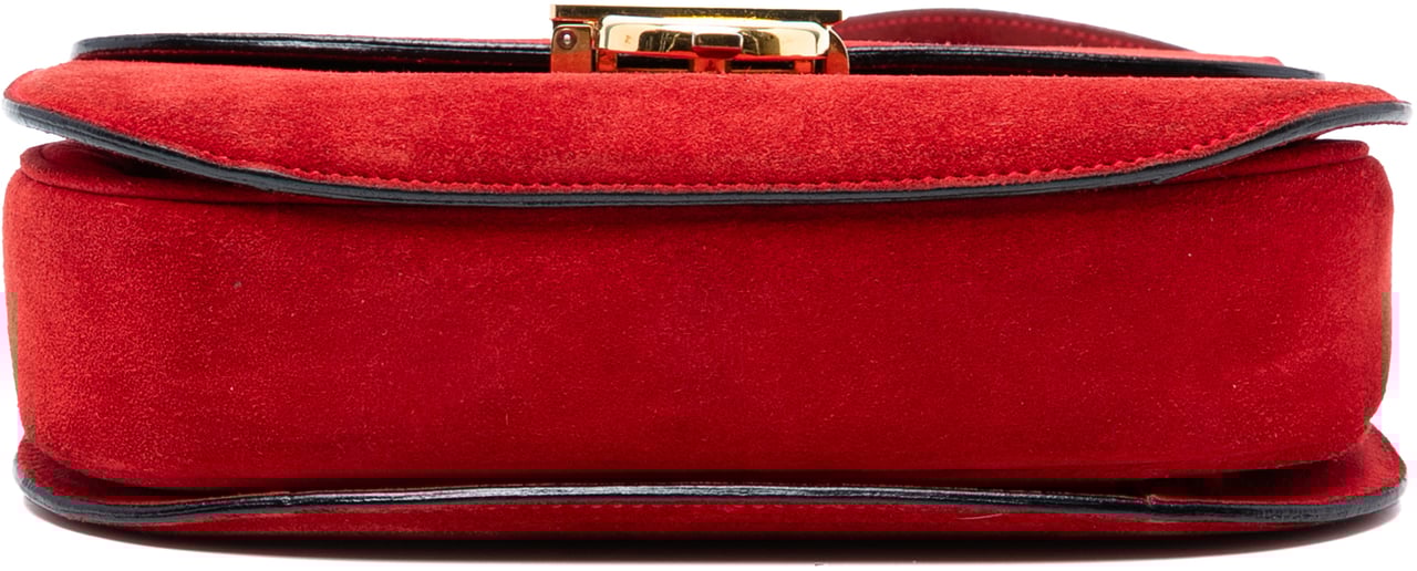 Celine Suede Horseshoe Satchel Rood