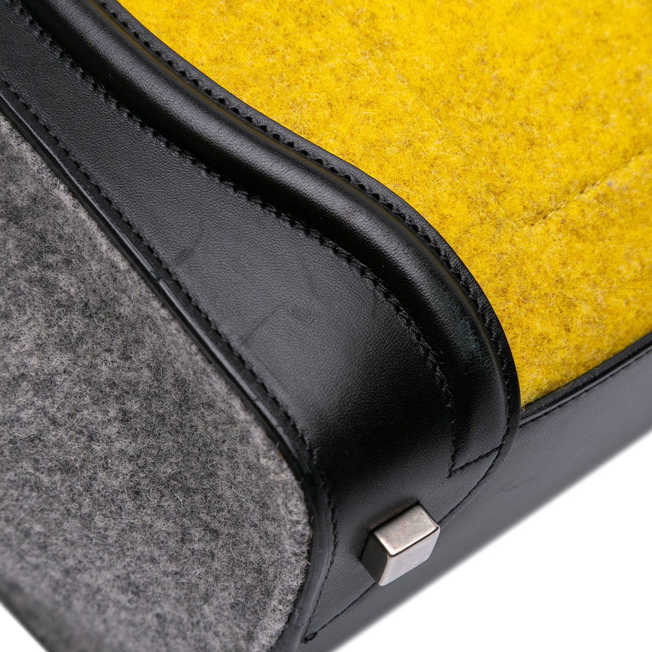 Celine Micro Tricolor Felt Wool and Calfskin Luggage Tote Geel