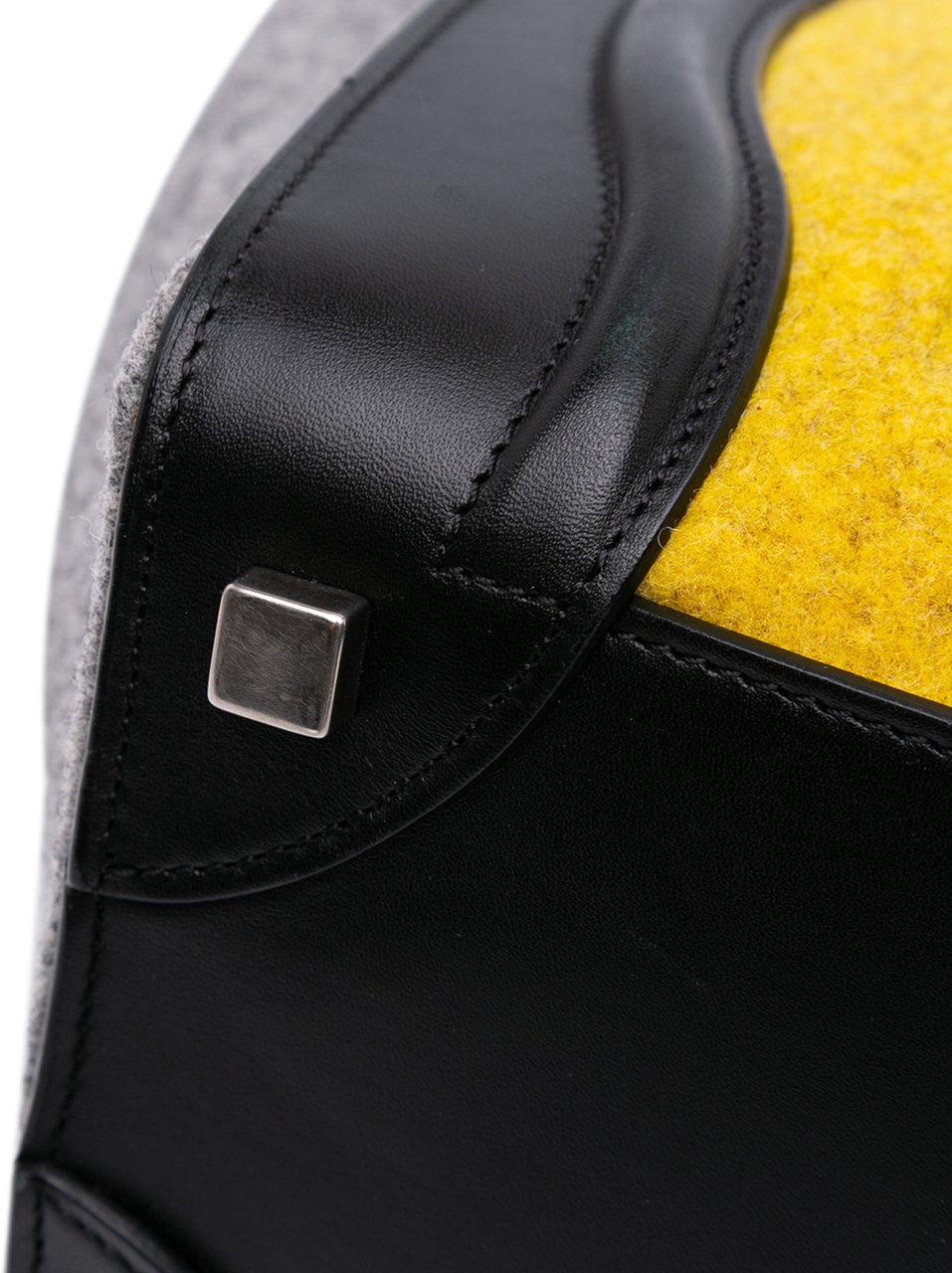 Celine Micro Tricolor Felt Wool and Calfskin Luggage Tote Geel