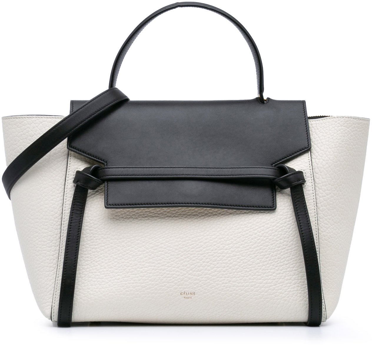 Celine Mini Bicolor Leather Belt Satchel Wit