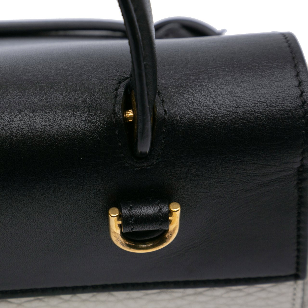 Celine Mini Bicolor Leather Belt Satchel Wit