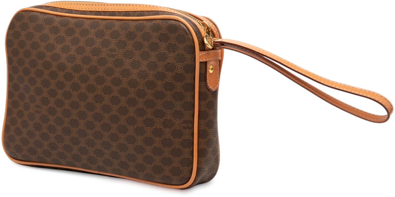 Celine Macadam Coated Canvas Clutch Bruin