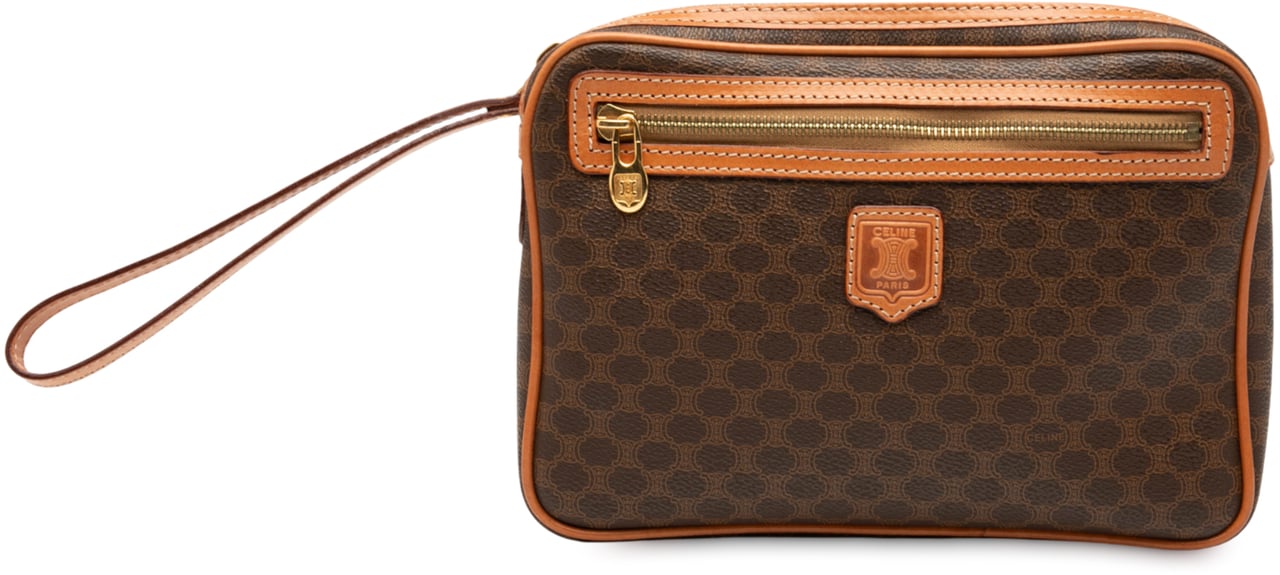 Celine Macadam Coated Canvas Clutch Bruin