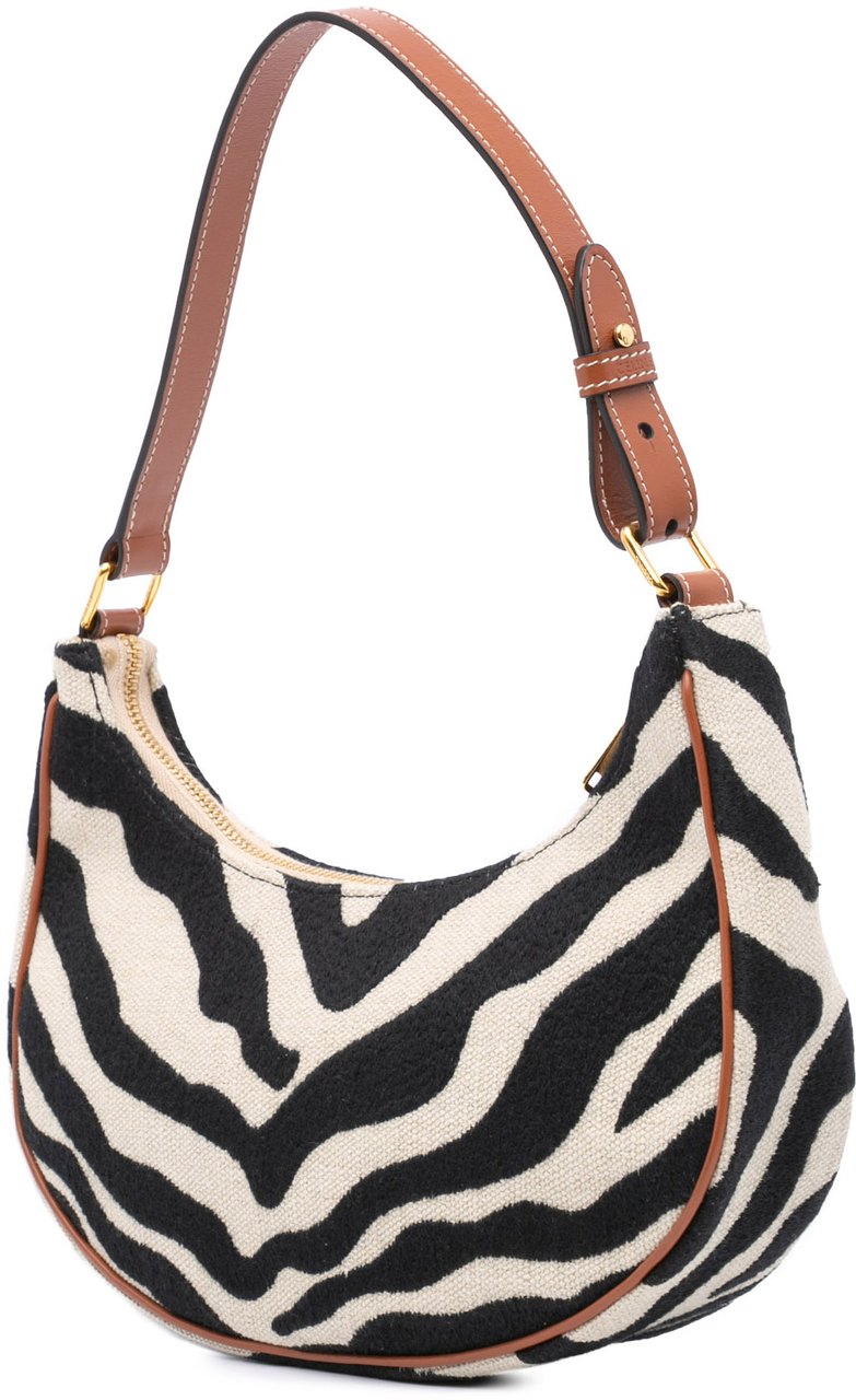 Celine Zebra Print Canvas Ava Shoulder Bag Bruin