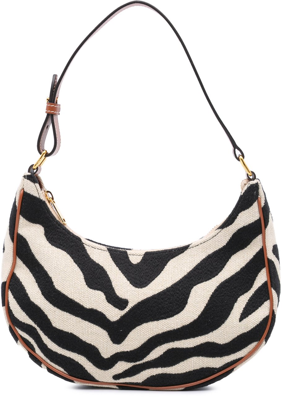 Celine Zebra Print Canvas Ava Shoulder Bag Bruin