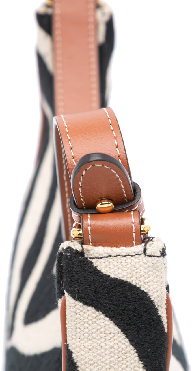 Celine Zebra Print Canvas Ava Shoulder Bag Bruin