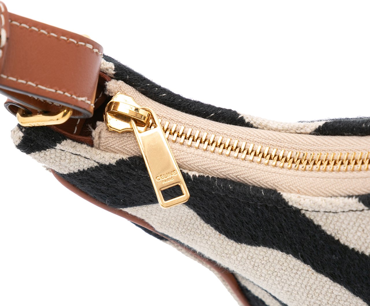 Celine Zebra Print Canvas Ava Shoulder Bag Bruin