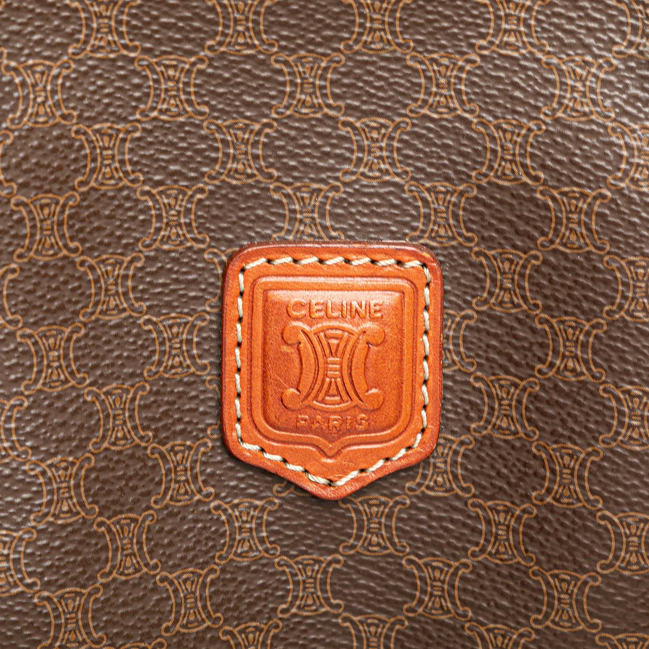 Celine Macadam Coated Canvas Shoulder Bag Bruin