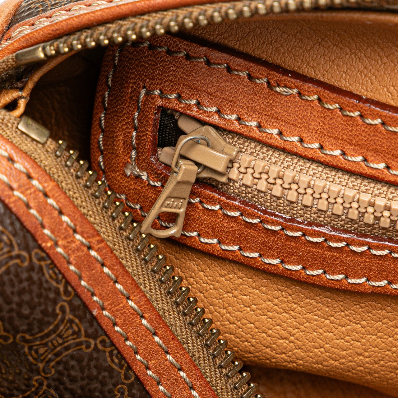 Celine Macadam Coated Canvas Shoulder Bag Bruin